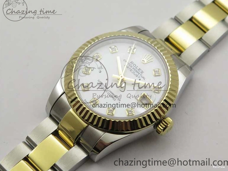 MiroTime 0520 ModernLook Datejust 31mm 278273 SS YG BP Maker Best Edition White MOP Diamonds Dial on SS YG Oyster Bracelet 2723